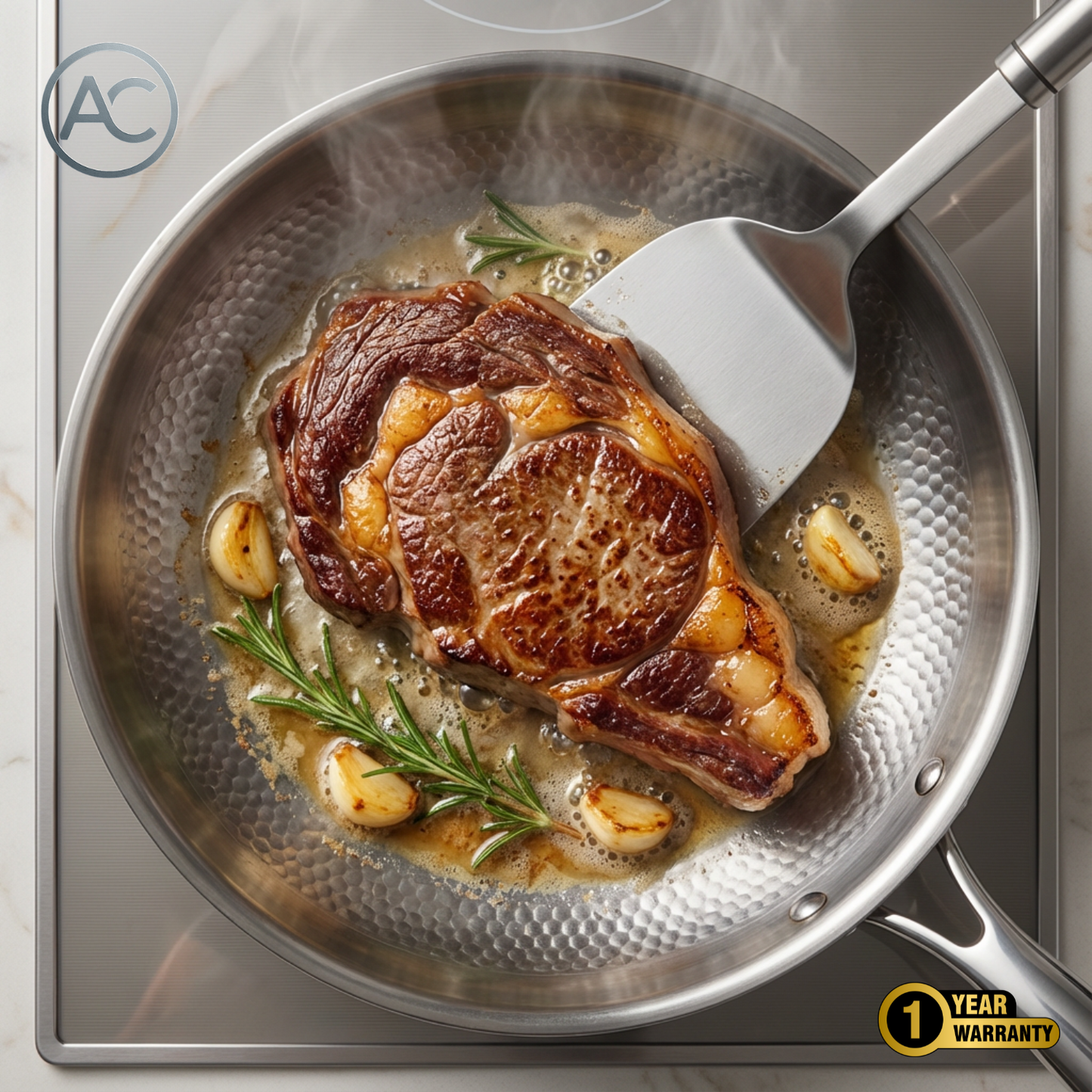 Atlas | Titanium Hammered Pan + Utensil